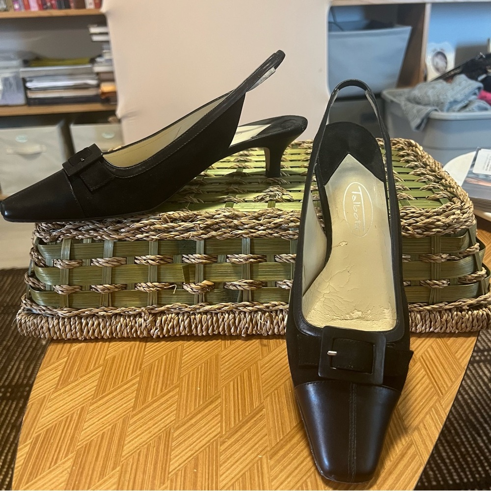 Classic Talbots Black Slingbacks- Genuine Leather
